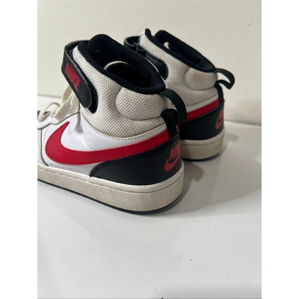 Nike Court Borough Mid 2 Sneakers Black Red White Size 6 Youth - Picture 5 of 8